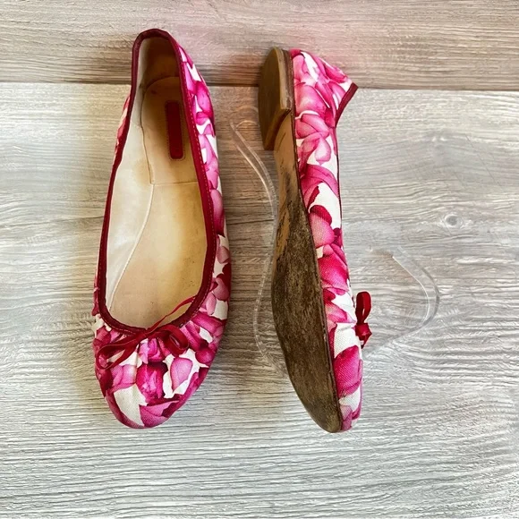 Longchamp Darshan bright pink signature floral ballet flat in size 41 - Picture 8 of 13